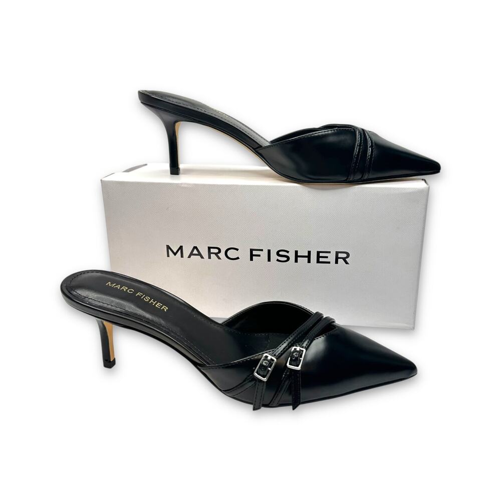 Marc Fisher Women's Amilia Kitten Heel Mule Pumps Size 9 Black Pointed Toe - Picture 9 of 13